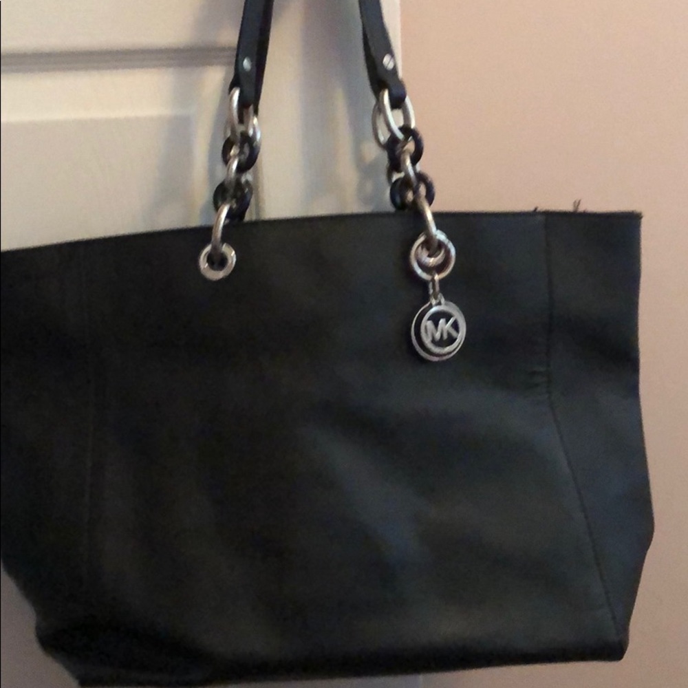 Michael Kors Leather Tote Black Link Handbag